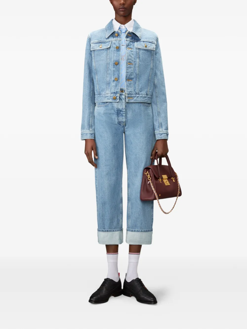 Thom Browne Shrunken Selvedge denim jack Blauw