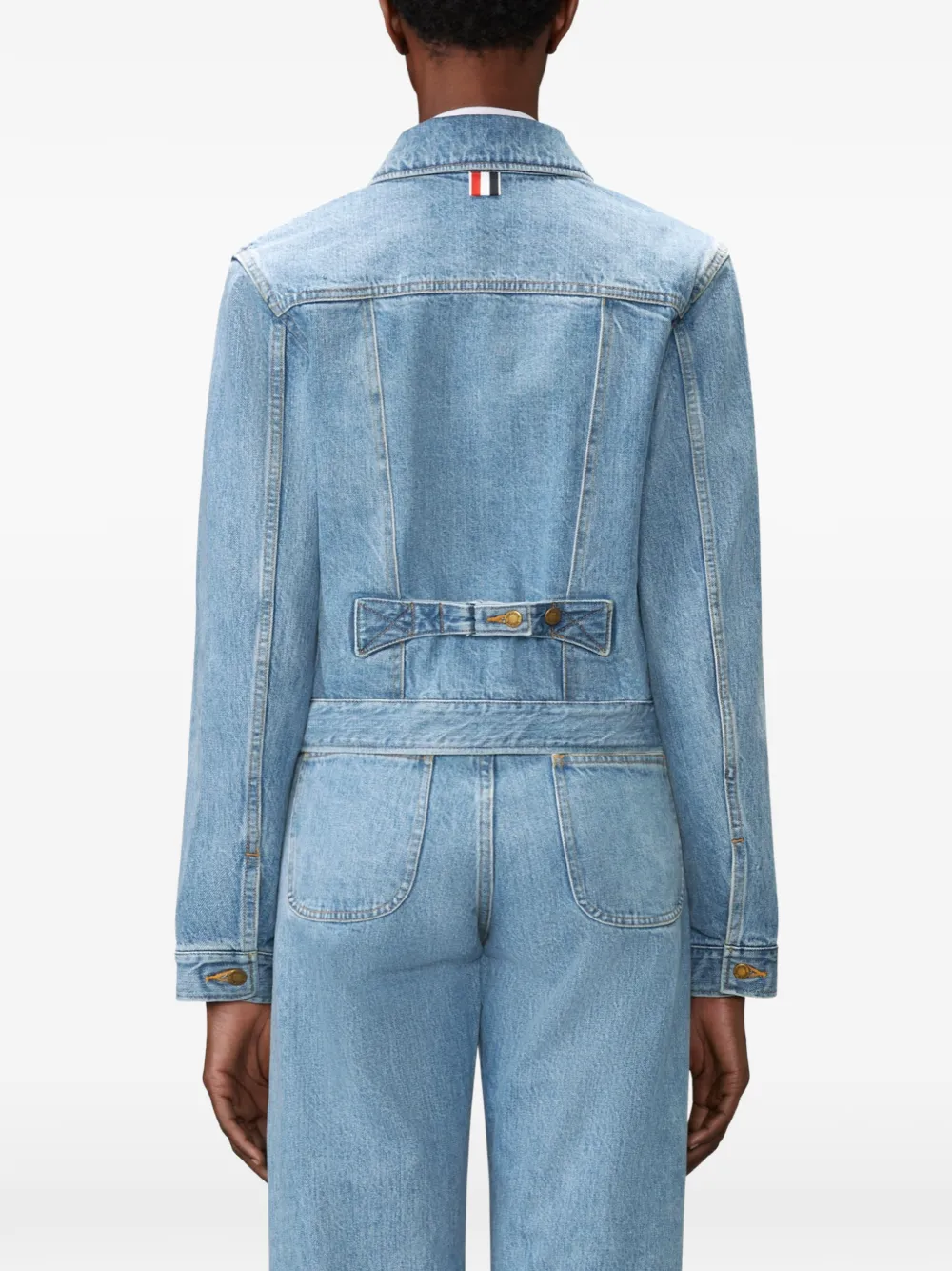 Thom Browne Shrunken Selvedge denim jack Blauw