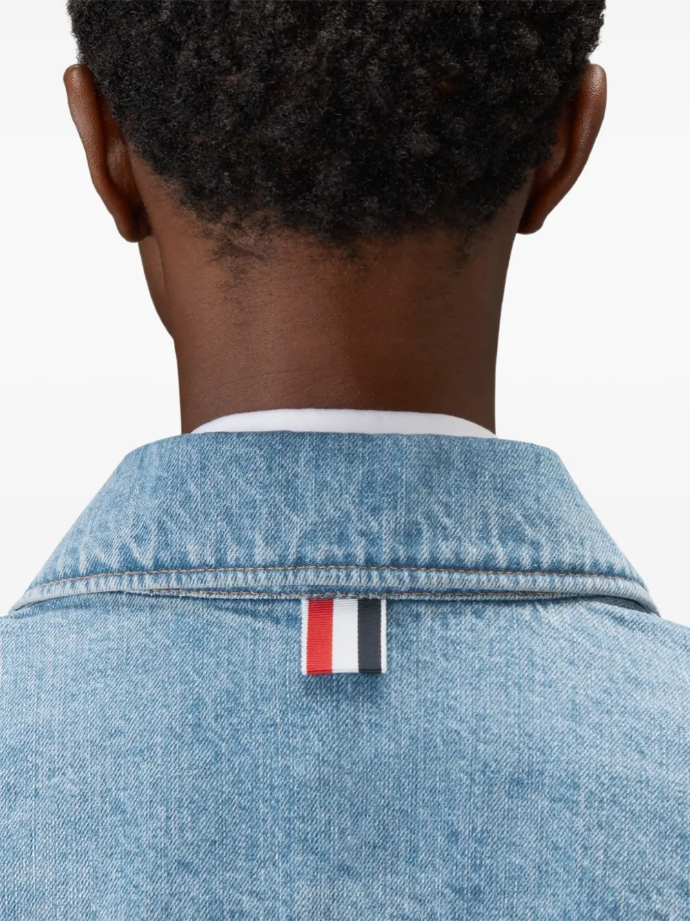 Thom Browne Shrunken Selvedge denim jack Blauw