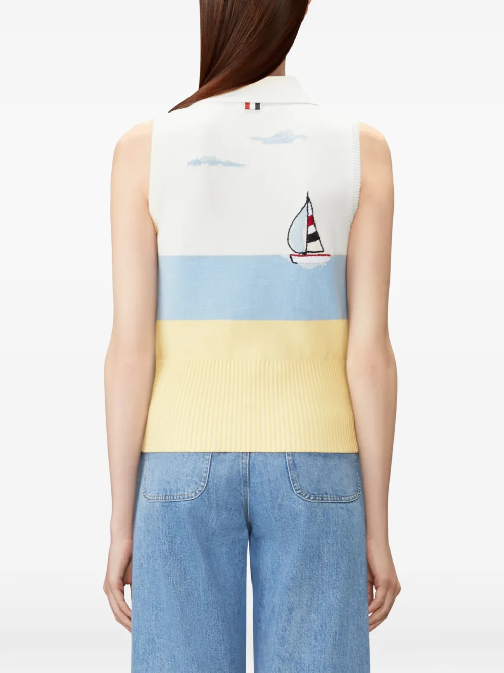 Thom Browne Mouwloos poloshirt Wit