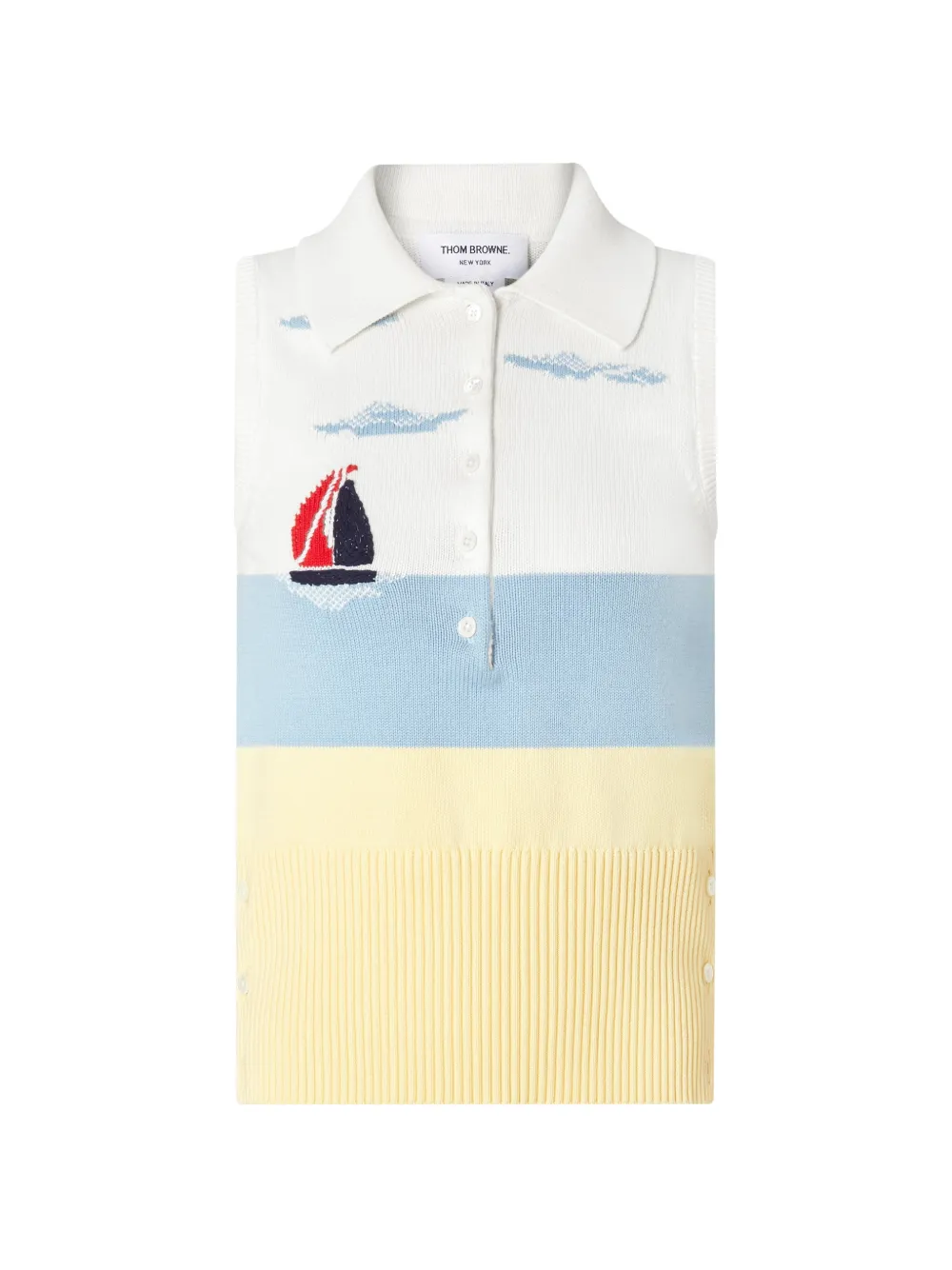 Thom Browne sleeveless polo shirt - White