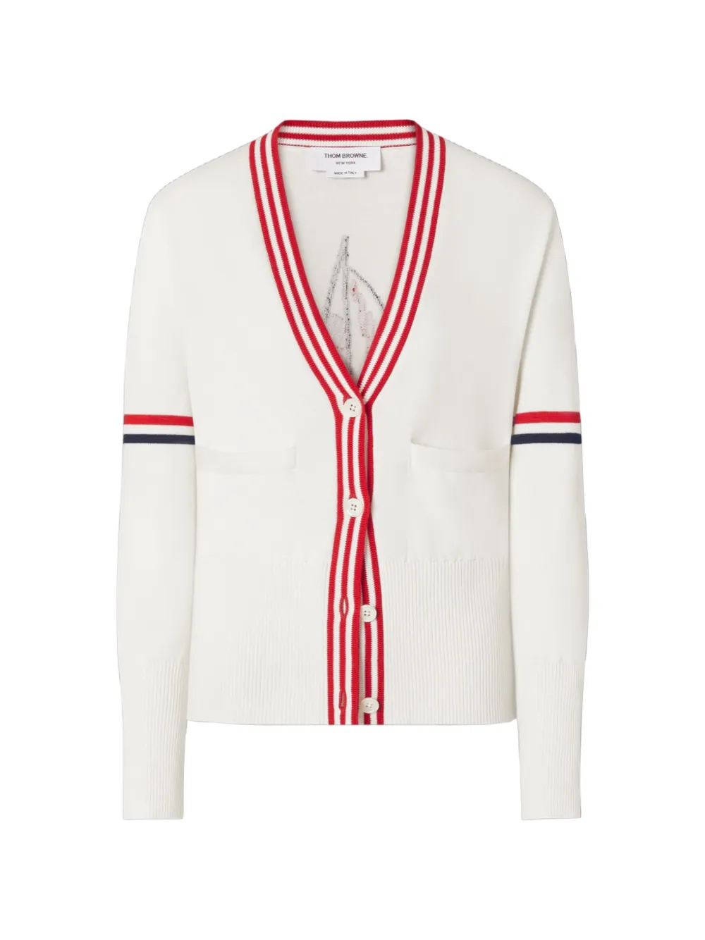 Thom Browne Cardigan con scollo a V - Bianco