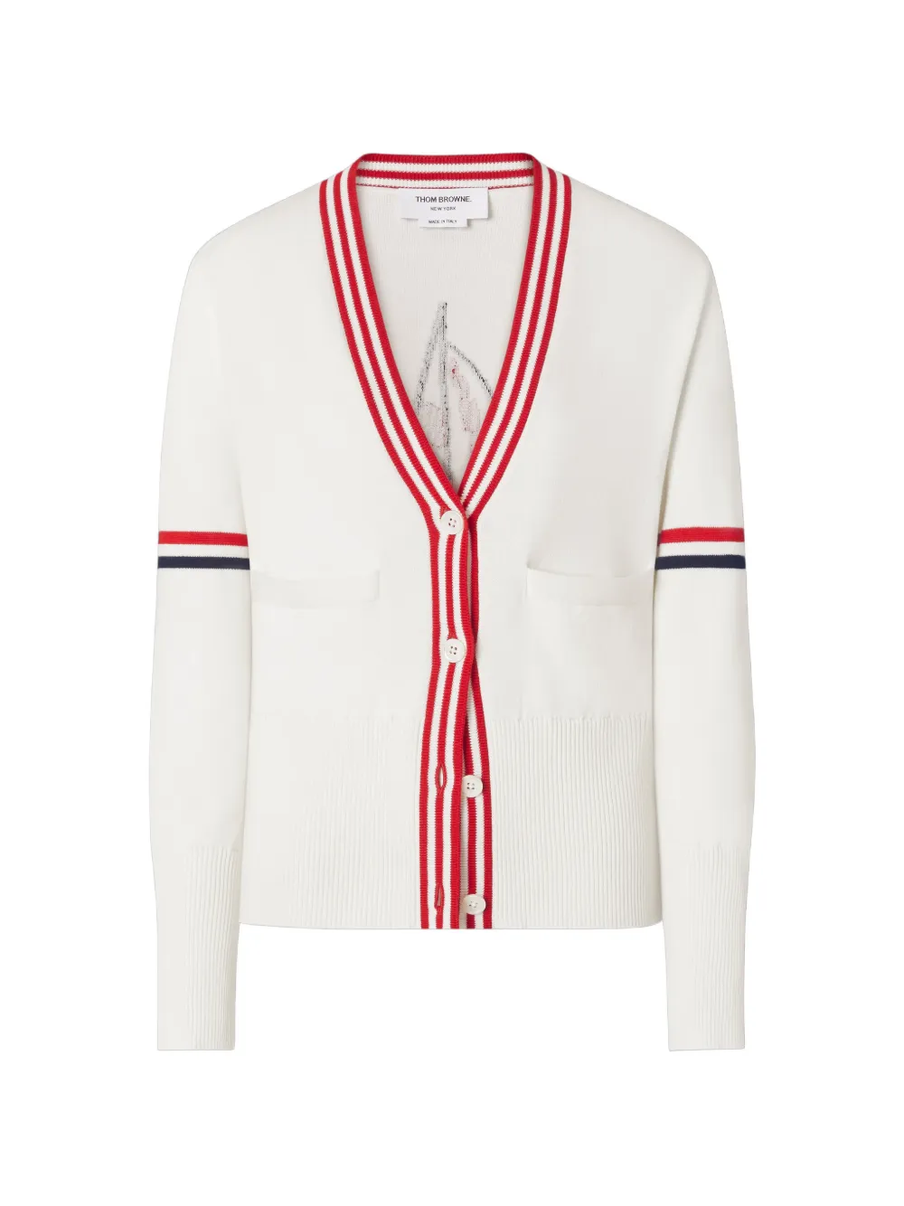 Thom Browne Sailboat vest met RWB-streep en jacquard Wit