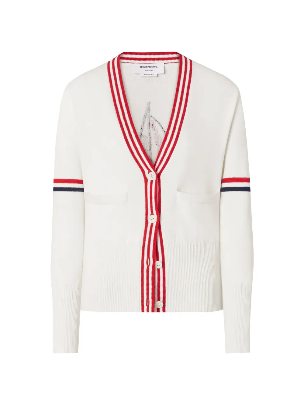 Thom Browne Cardigan con scollo a V - Bianco