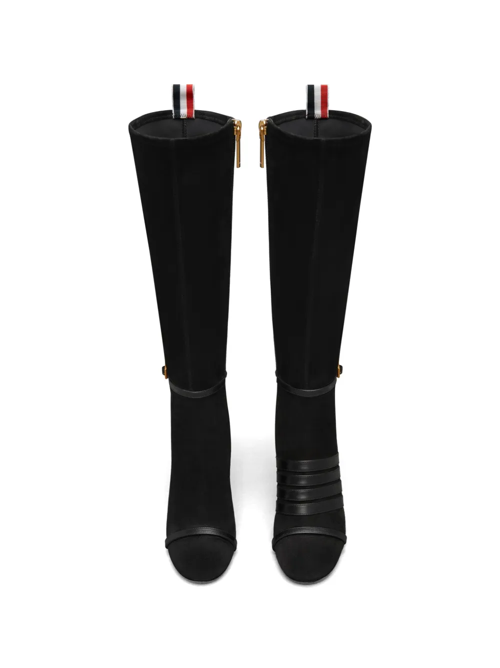 Thom Browne 90 mm Trompe L'oeil 4-Bar knielaarzen Zwart