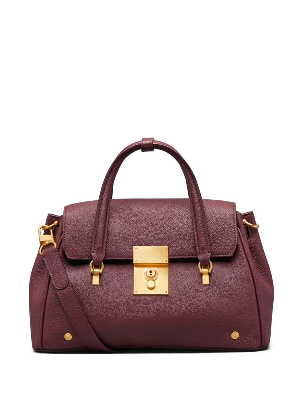 Thom Browne small Bolton grained leather tote bag - Rosso