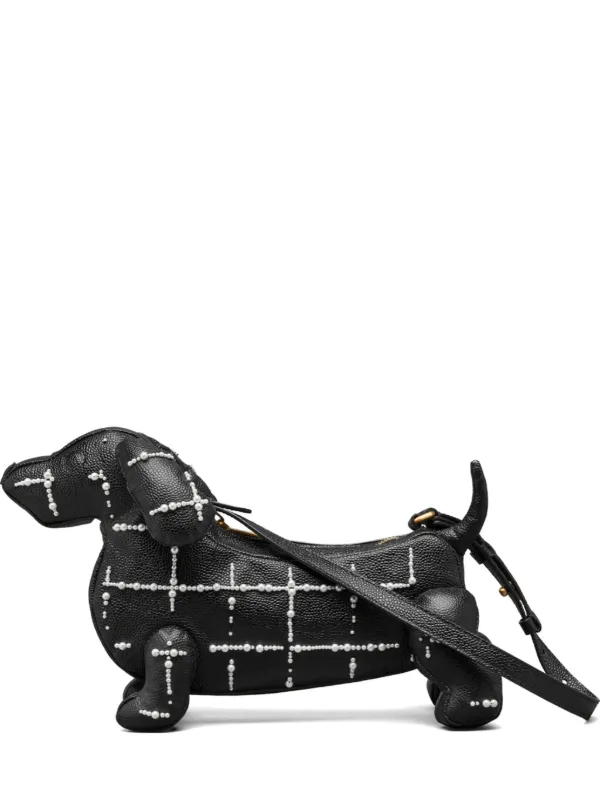 Thom Browne Baby Hector Leather Shoulder Bag in Black