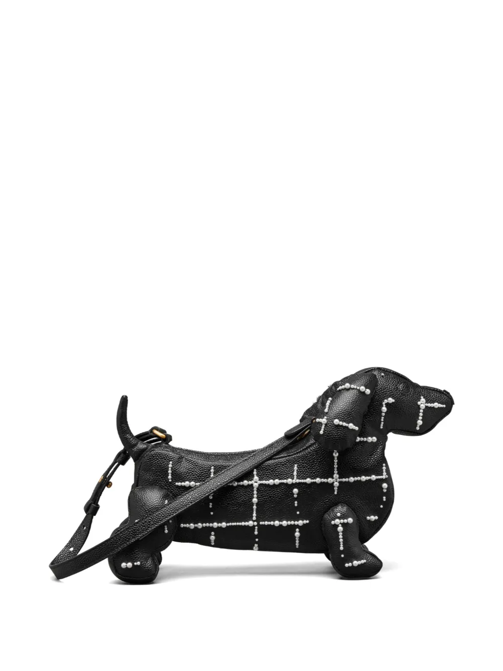 Thom Browne Baby Hector leren schoudertas Zwart