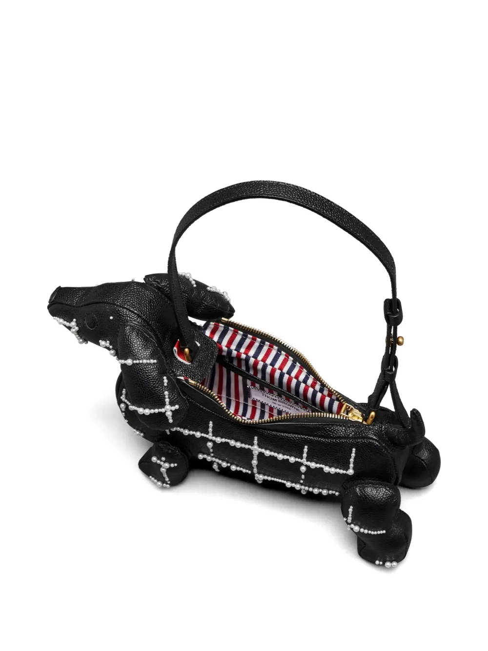 Thom Browne Baby Hector leren schoudertas Zwart