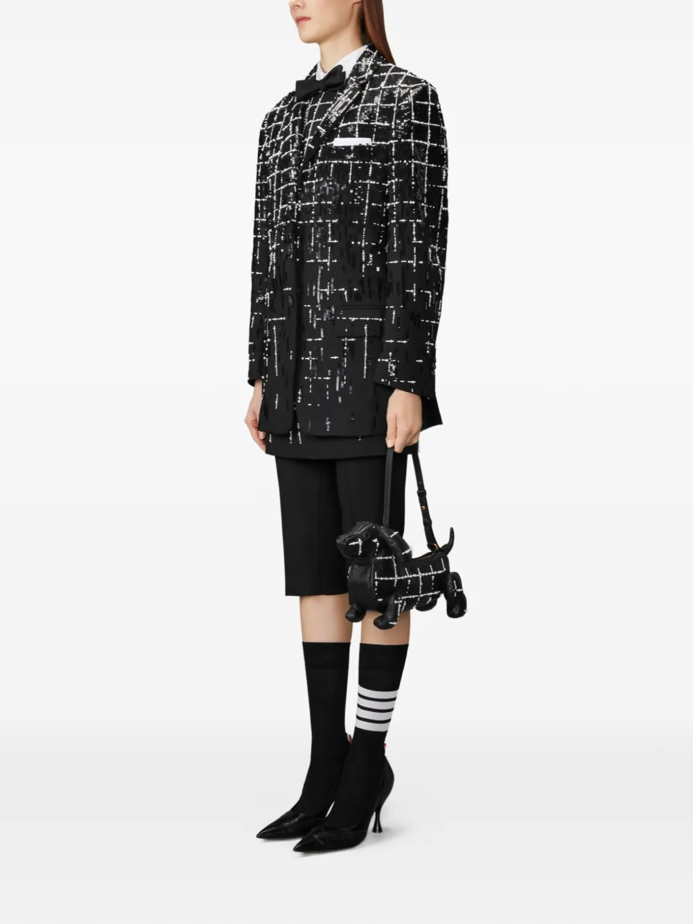 Thom Browne Baby Hector leren schoudertas Zwart