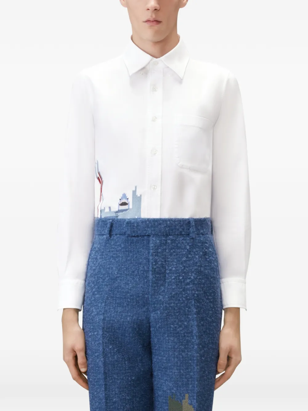 Thom Browne Oxford overhemd met vier strepen Wit