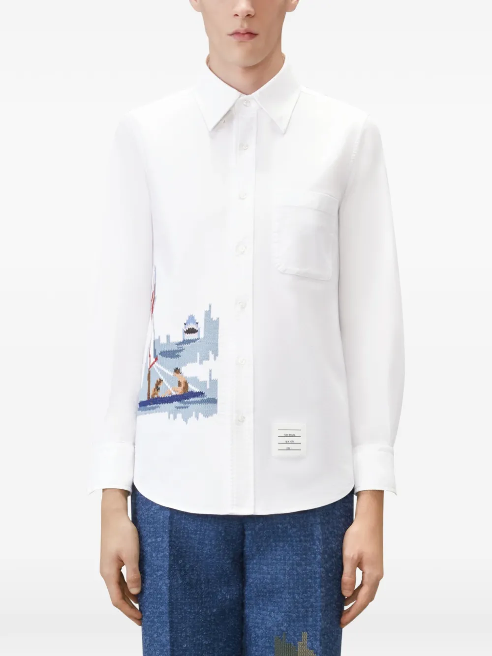 Thom Browne Oxford overhemd met vier strepen Wit
