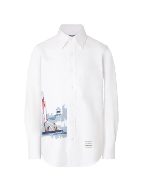 Thom Browne 4-Bar scenic-intarsia Oxford shirt