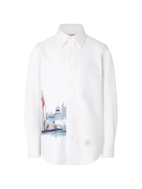 Thom Browne Oxford sailboat and shark embroidery shirt