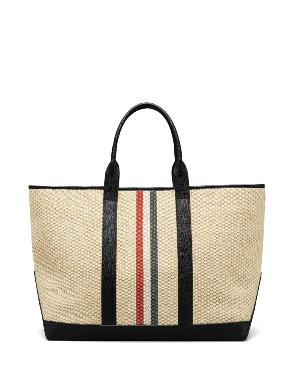 Thom Browne Tool raffia shopper met RWB-streep Beige