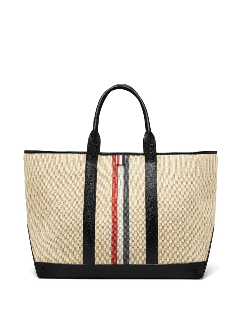 Thom Browne medium Tool RWB-stripe raffia tote bag - Toni neutri