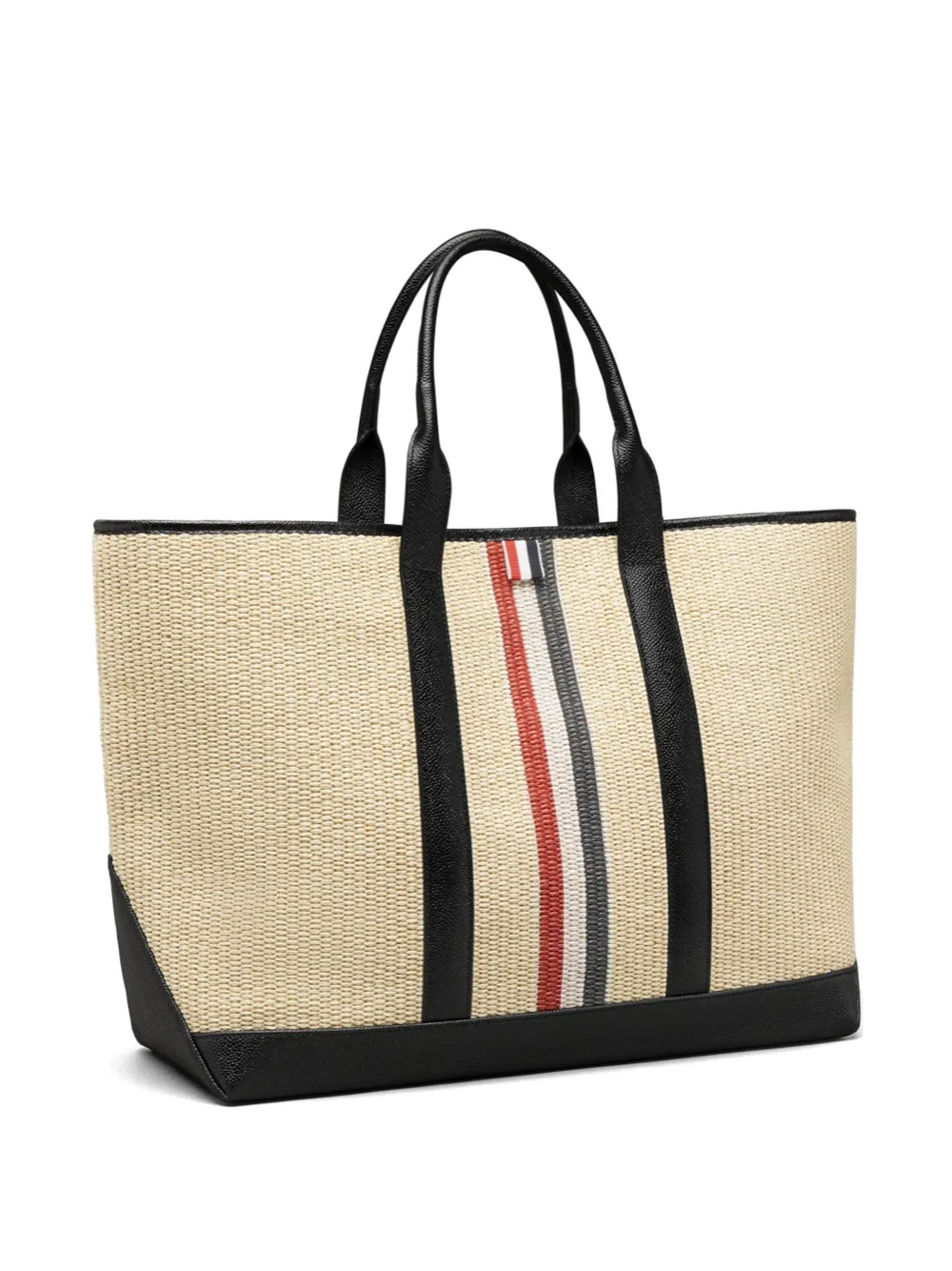 Thom Browne Tool raffia shopper met RWB-streep Beige
