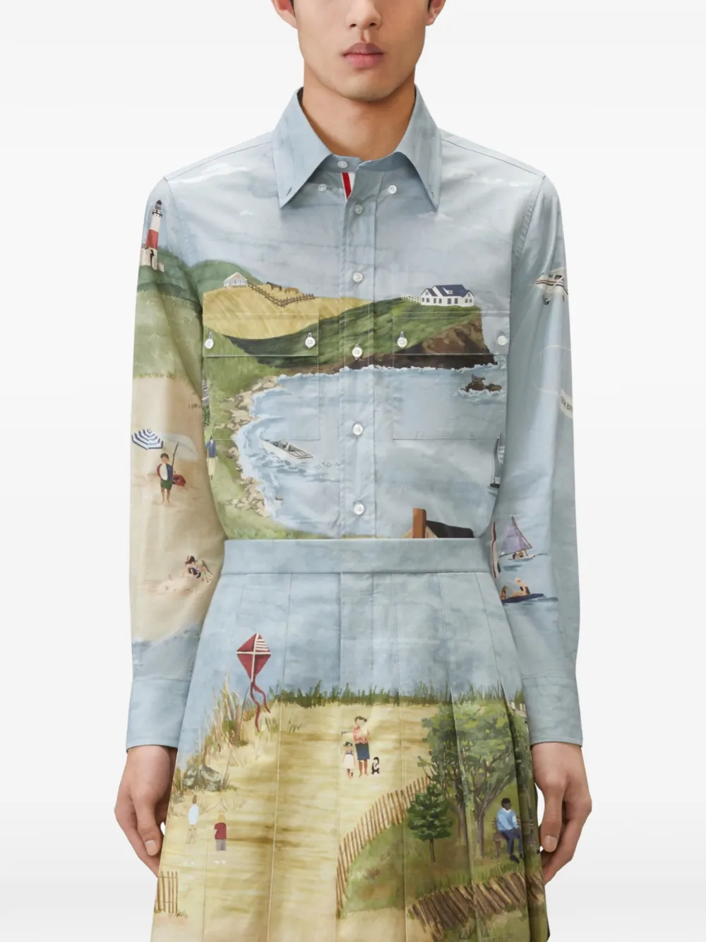 Thom Browne Popeline Nantucket overhemd Blauw