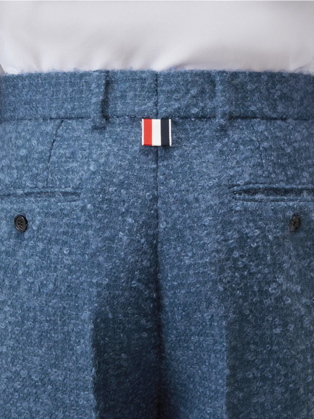 Thom Browne Bouclé tweed broek met borduurwerk Blauw