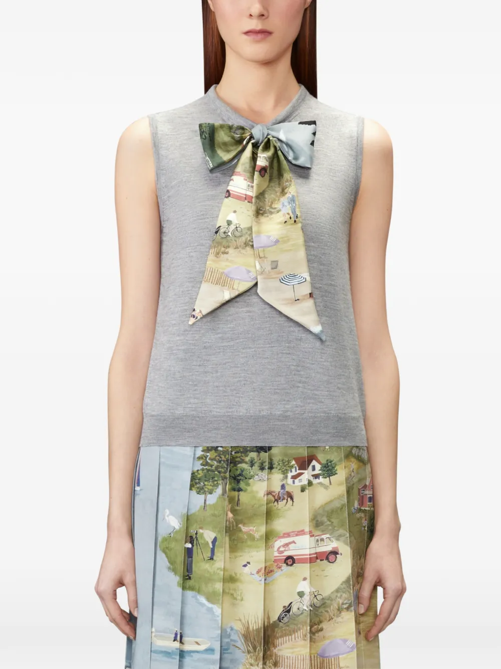 Thom Browne Nantucket kasjmier zijden top Grijs