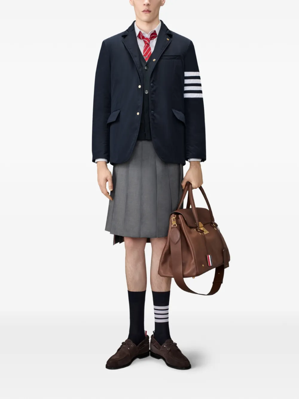 Thom Browne Vest met 4 strepen en geborduurde boot Blauw