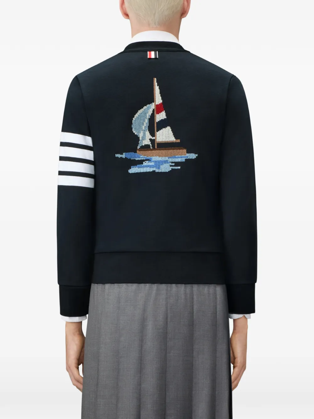 Thom Browne Vest met 4 strepen en geborduurde boot Blauw