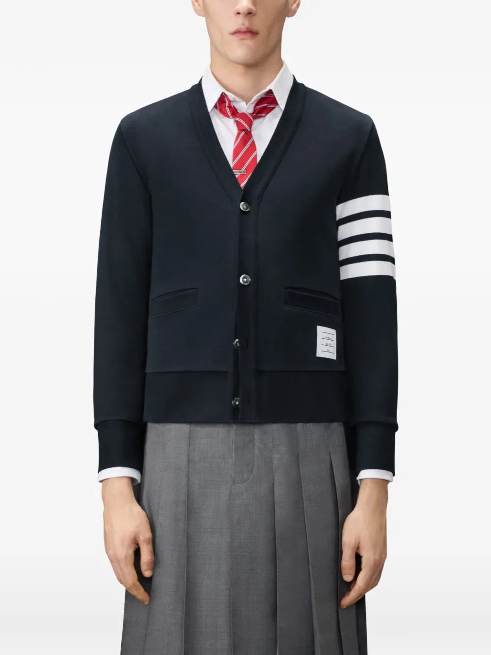 Thom Browne Vest met 4 strepen en geborduurde boot Blauw