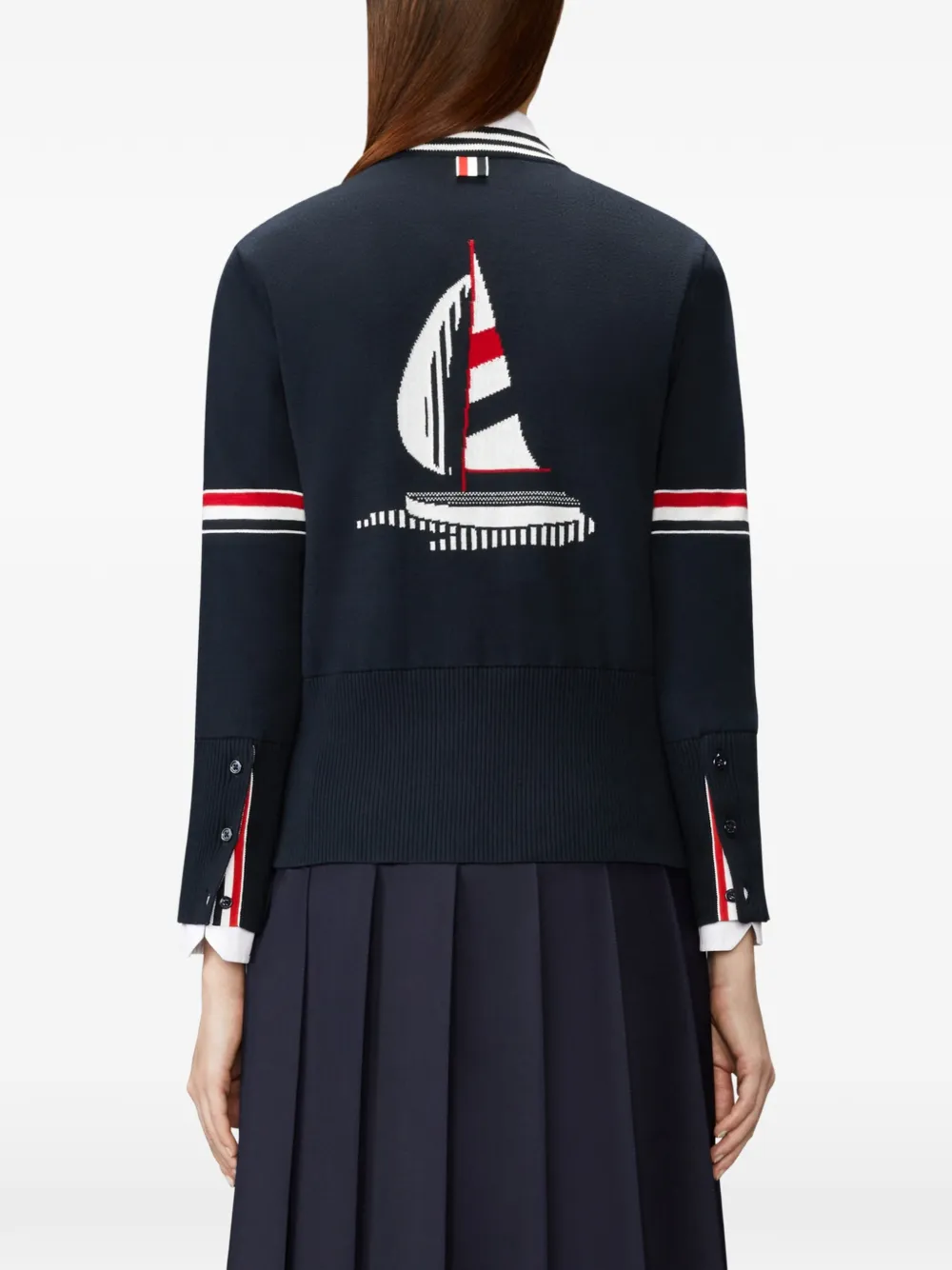 Thom Browne Vest met jacquard en RWB-streep Blauw