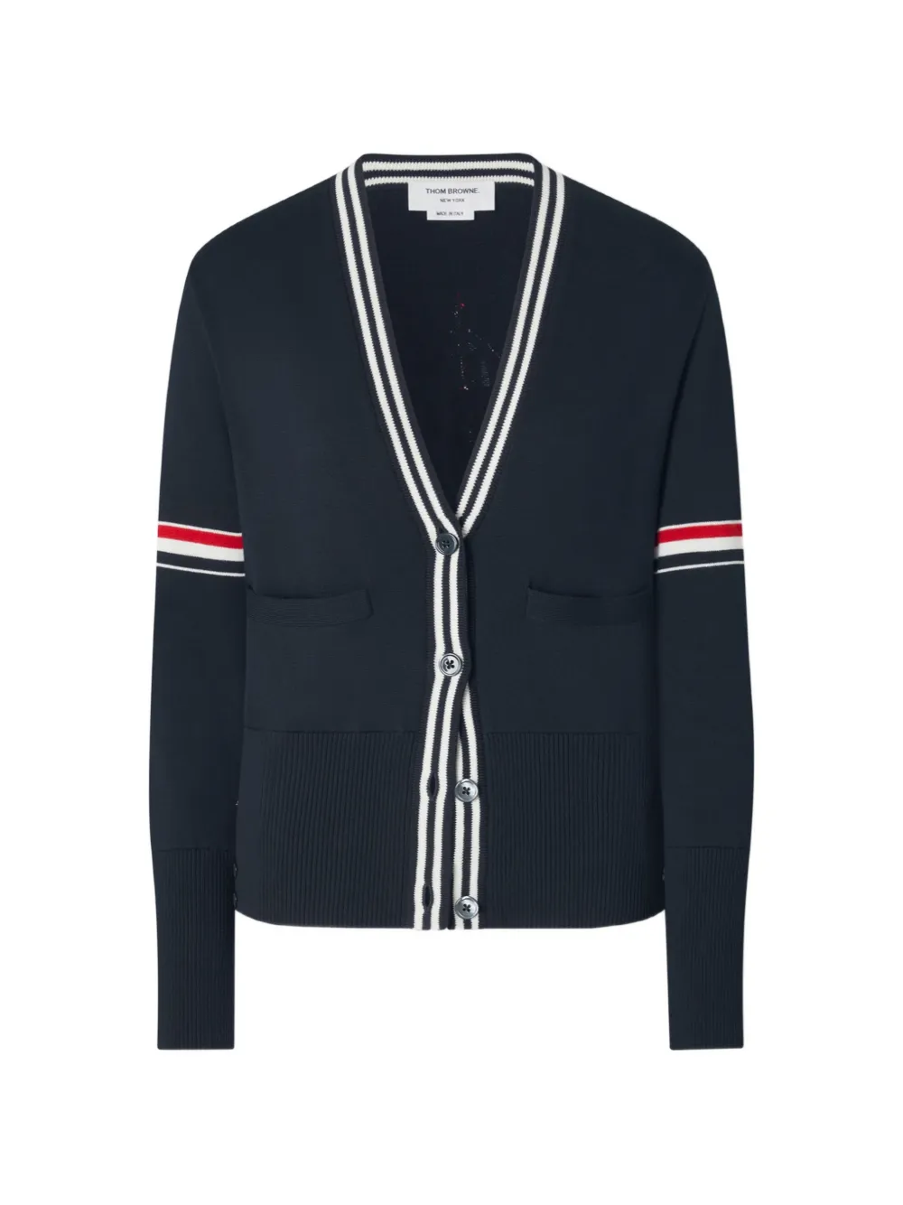 Thom Browne sailboat-jacquard RWB-stripe cardigan - Blu
