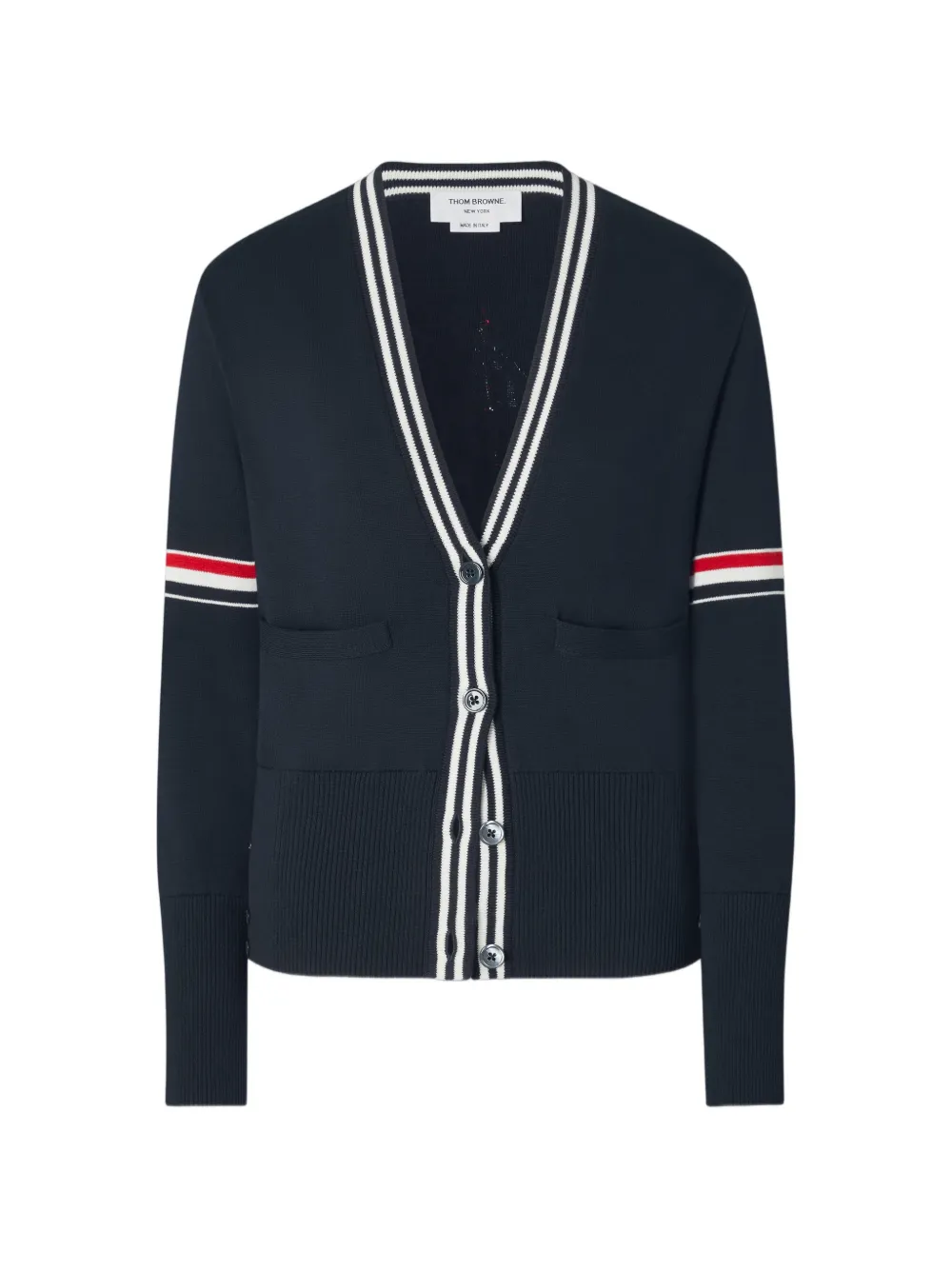 Thom Browne Vest met jacquard en RWB-streep Blauw