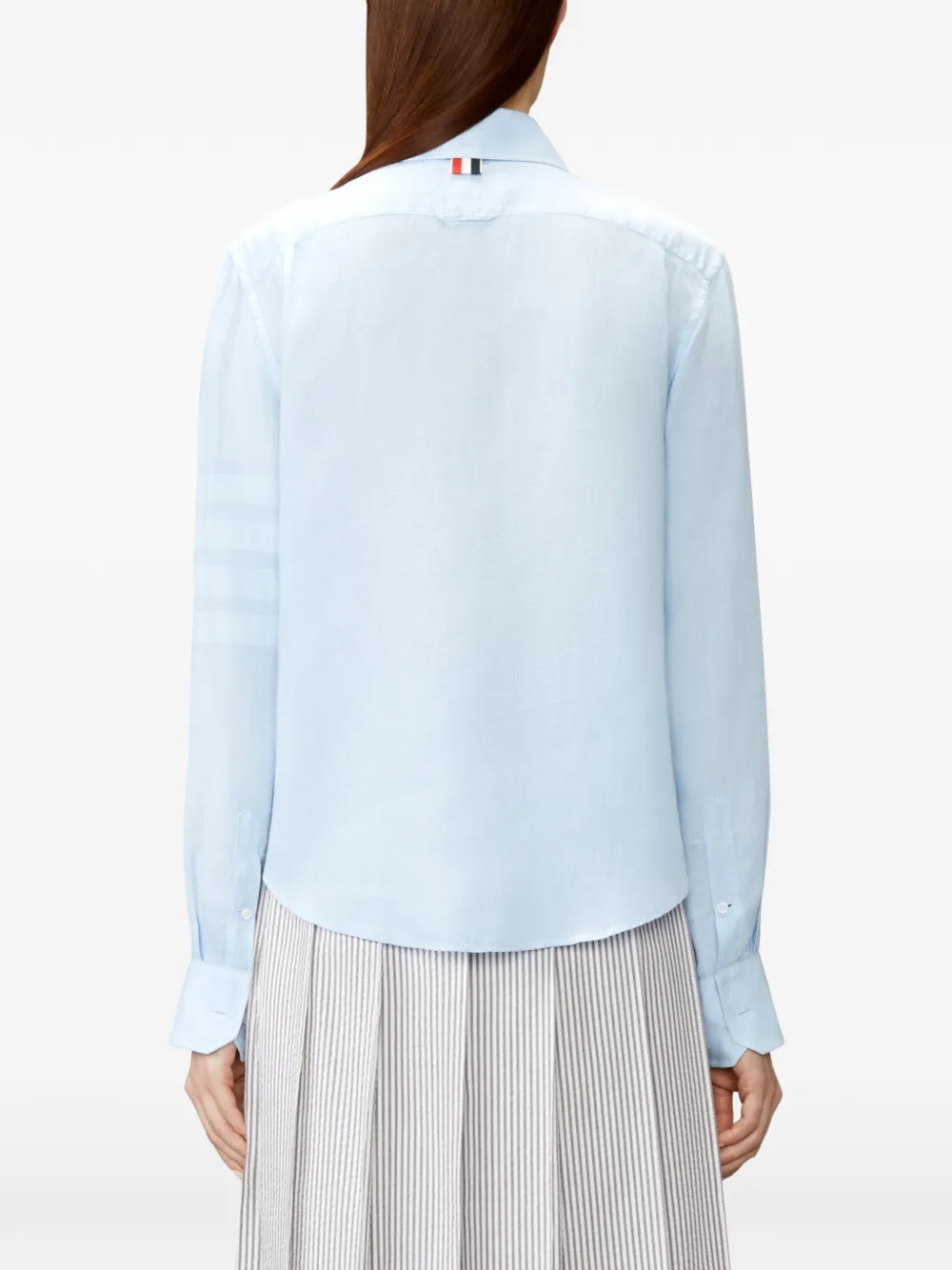 Thom Browne Linnen blouse met vier strepen Blauw