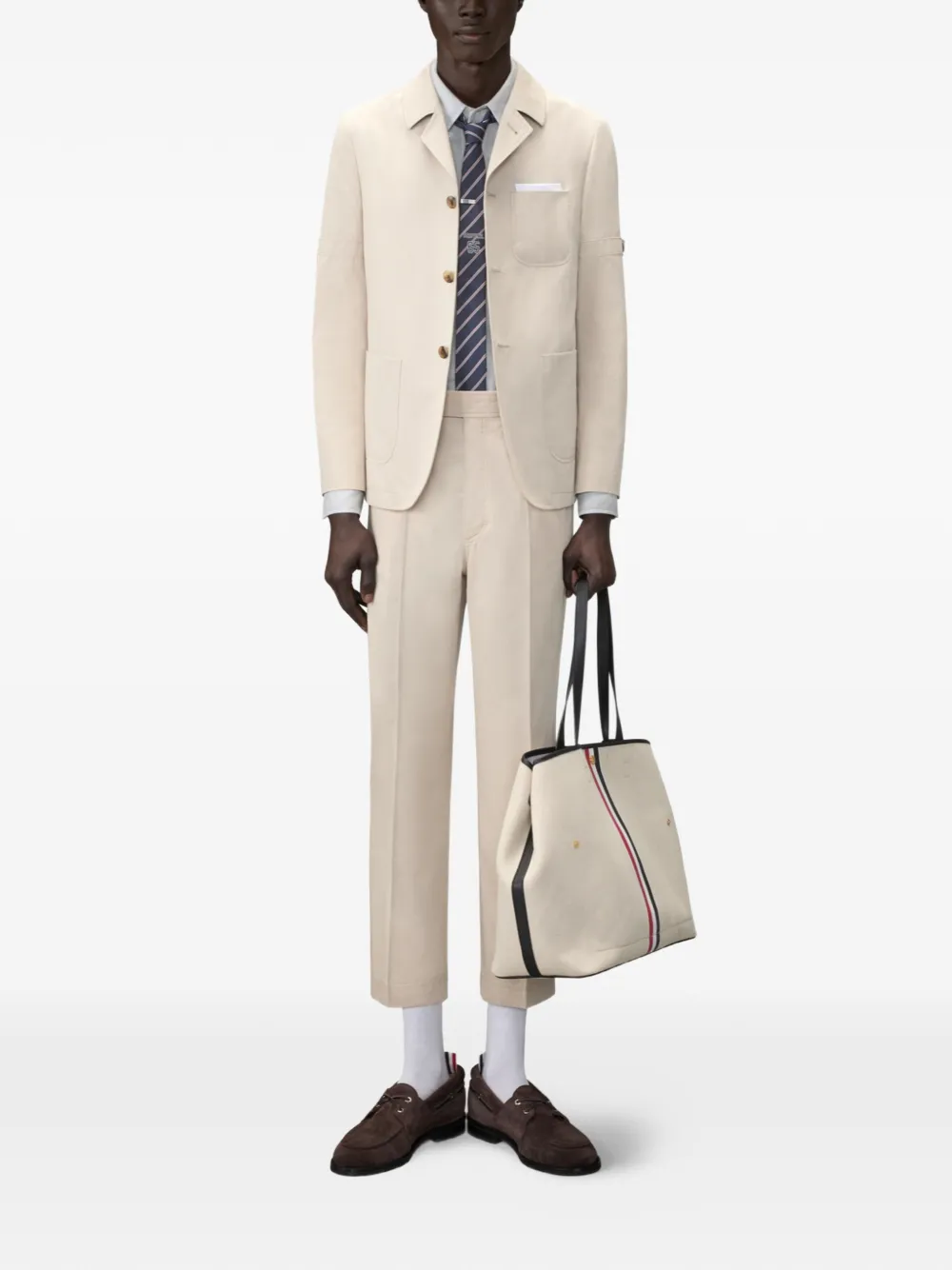 Thom Browne Linnen overhemd met vier strepen Grijs