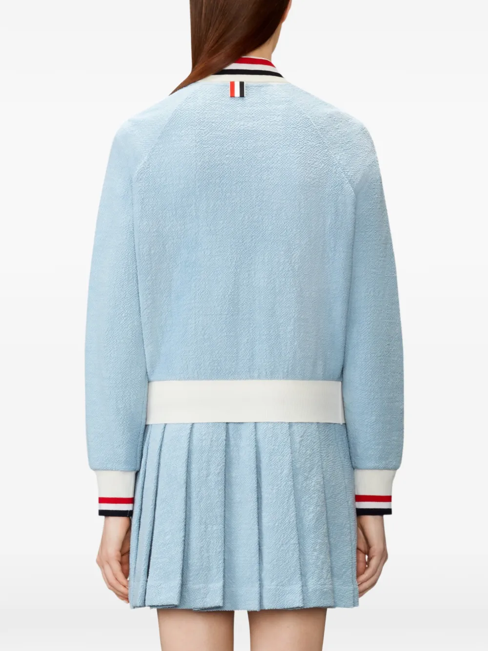 Thom Browne Katoenen tweed bomberjack met RWB-manchetten Blauw