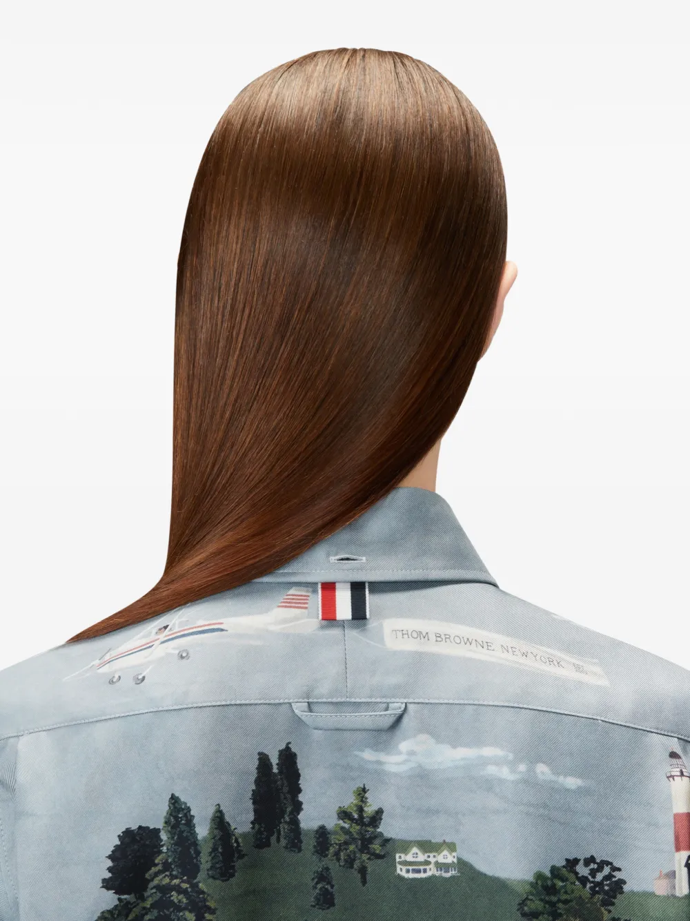 Thom Browne Nantucket zijden blouse met print Blauw