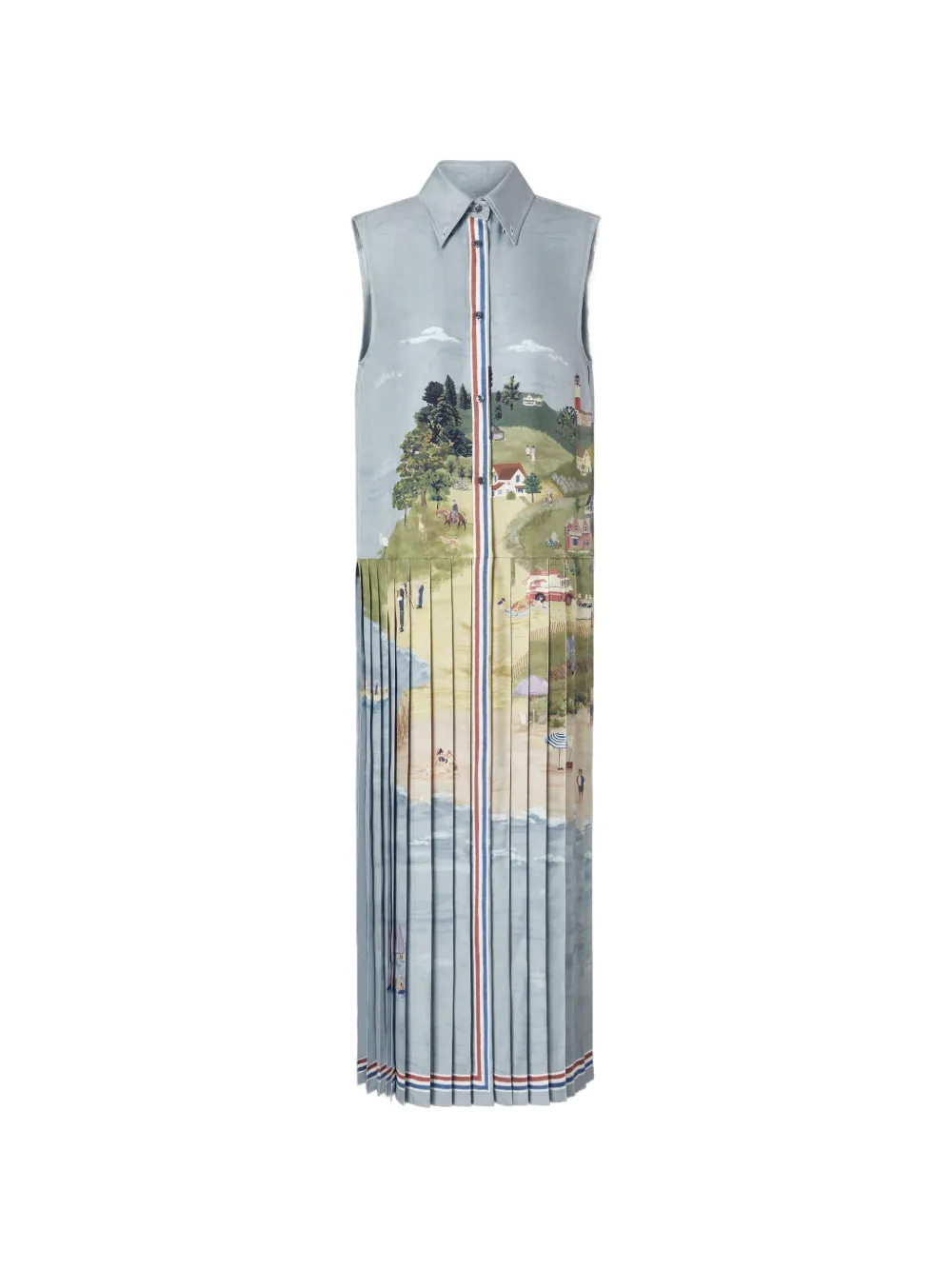 Thom Browne silk twill Nantucket scenic shirt dress