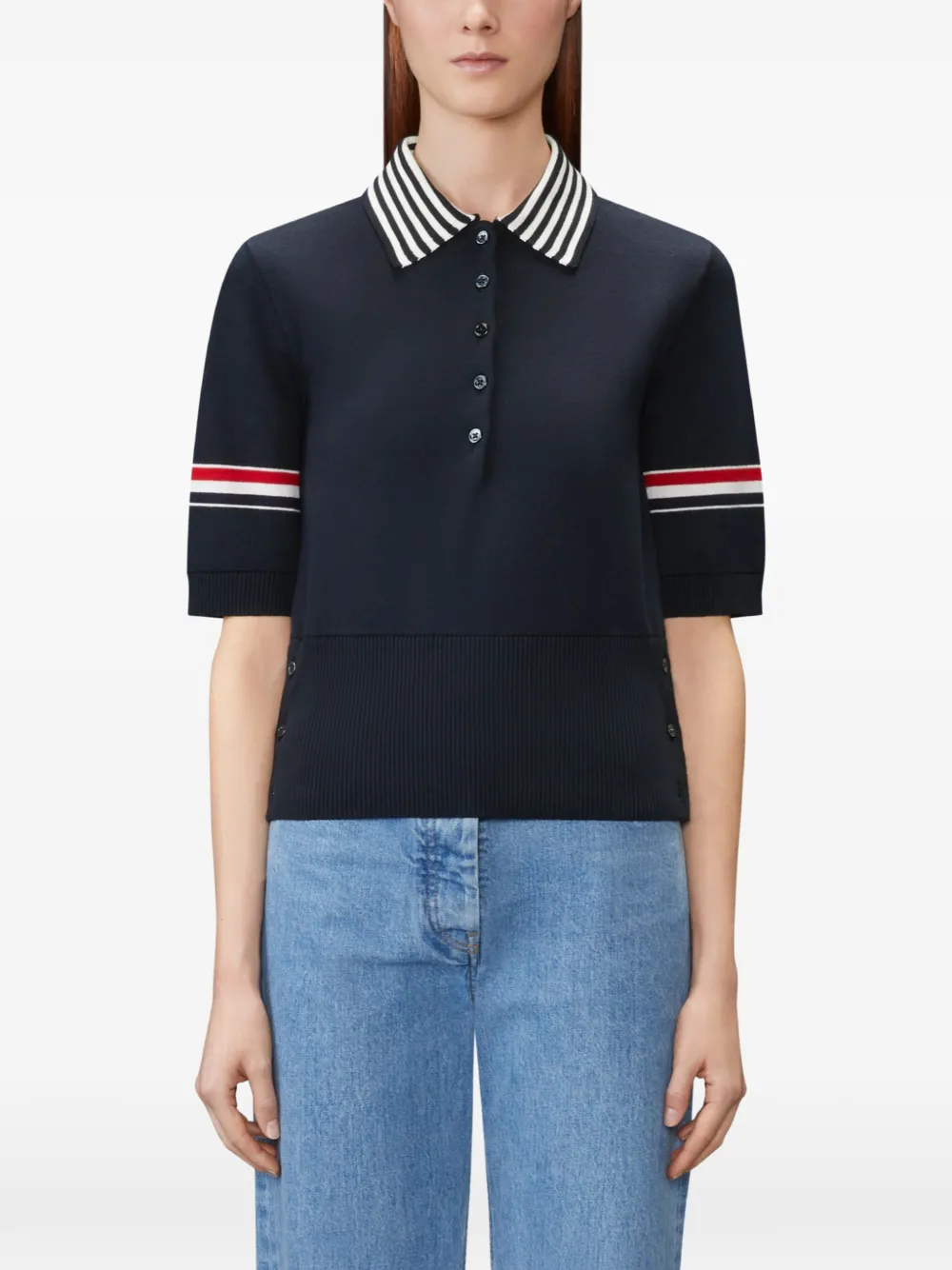  Thom Browne Polo Con Rayas Rwb - Azul 