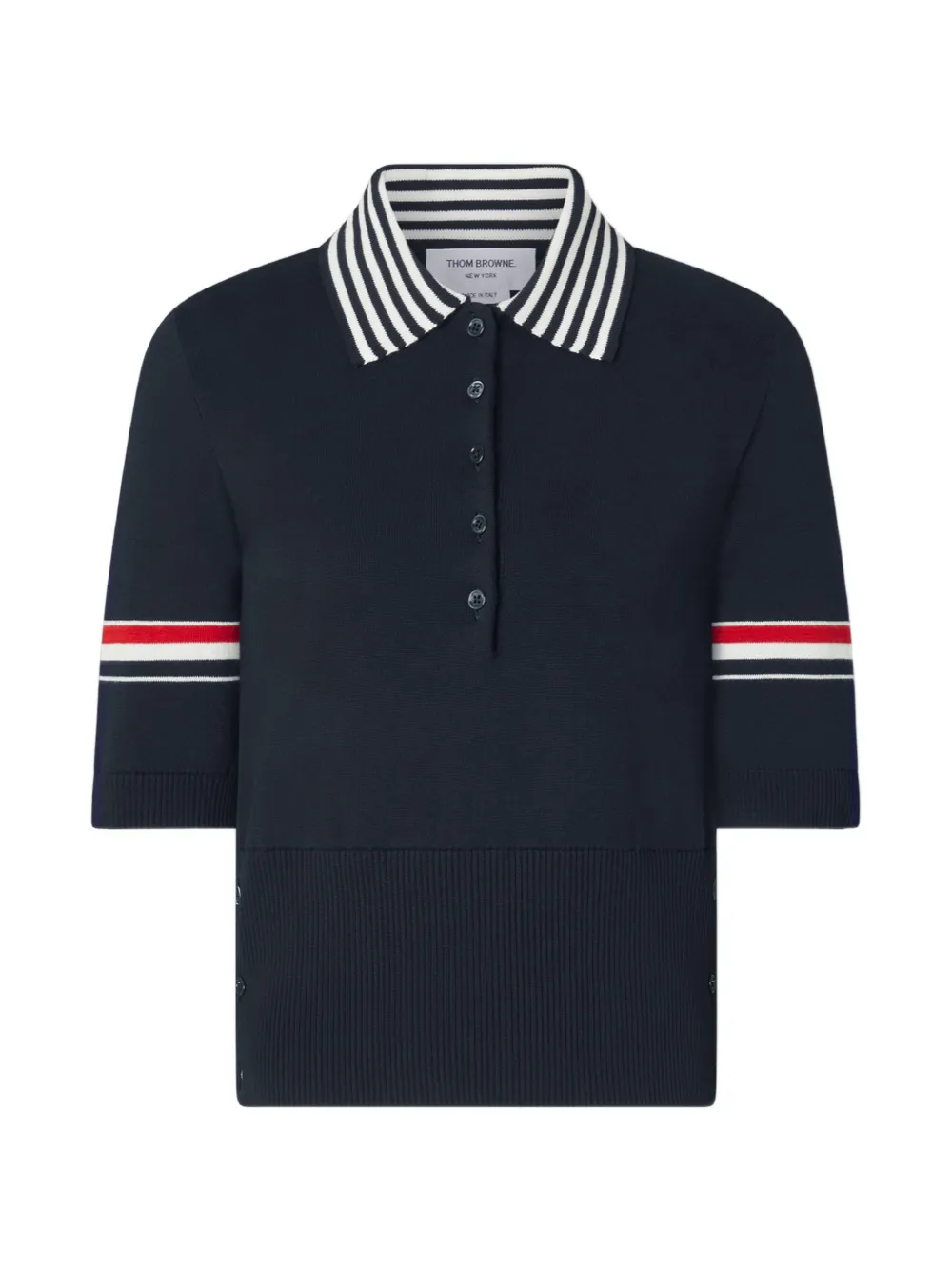 Thom Browne RWB Stripe lobster-jacquard polo shirt - Blu