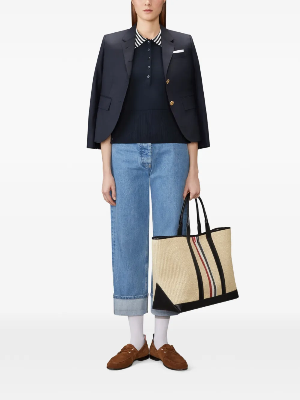  Thom Browne Polo Con Rayas Rwb - Azul 
