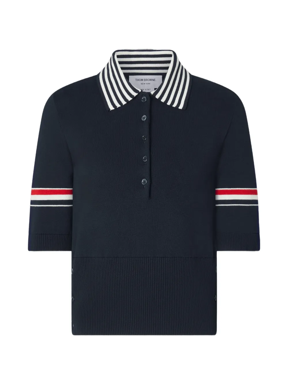 Thom Browne RWB Stripe lobster-jacquard polo shirt - Blu