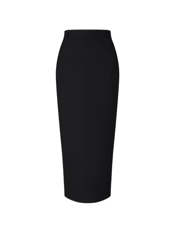 Thom Browne Hopsack Midi Pencil Skirt in Black