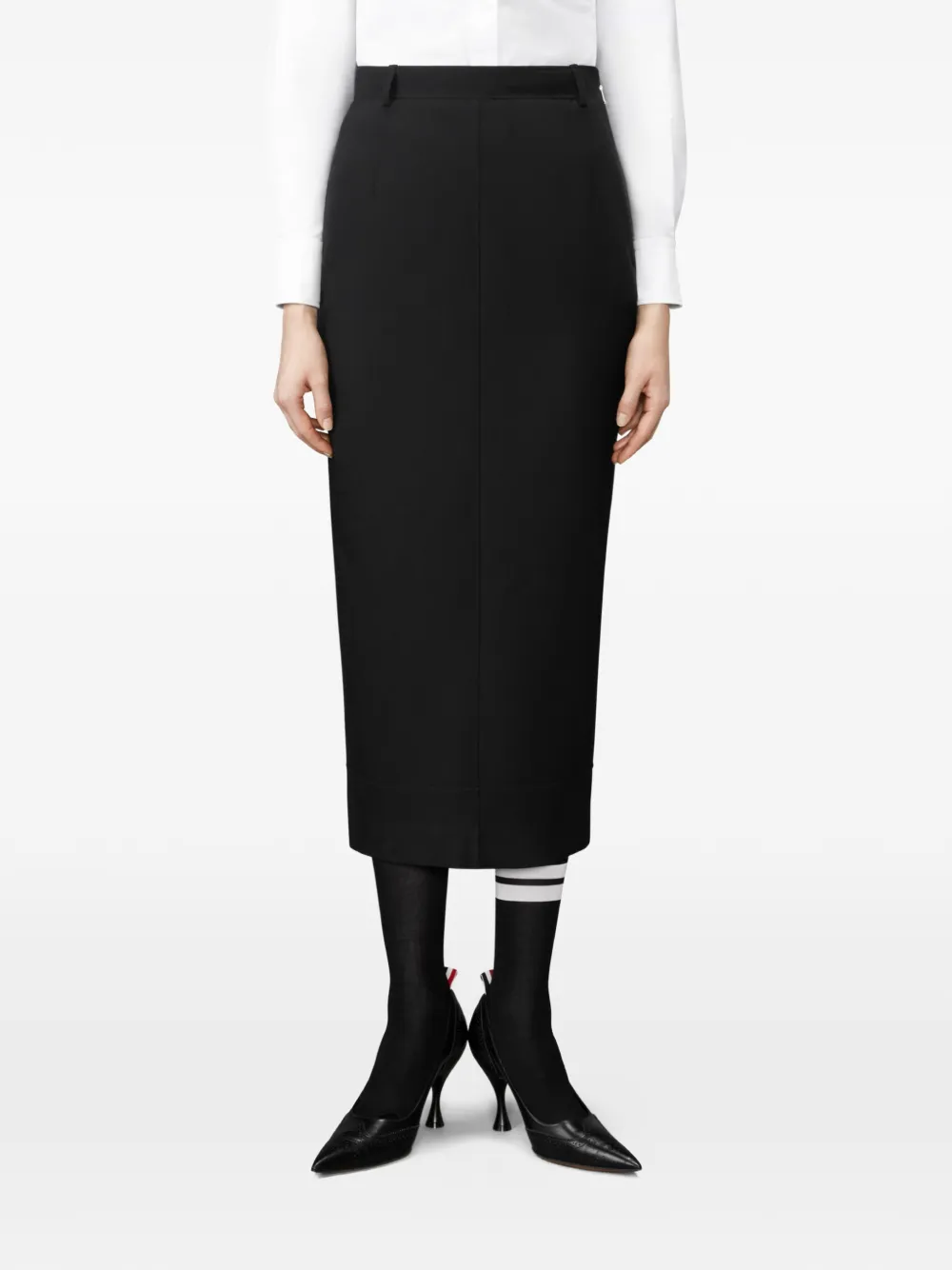 Thom Browne Hopsack midi-kokerrok Zwart