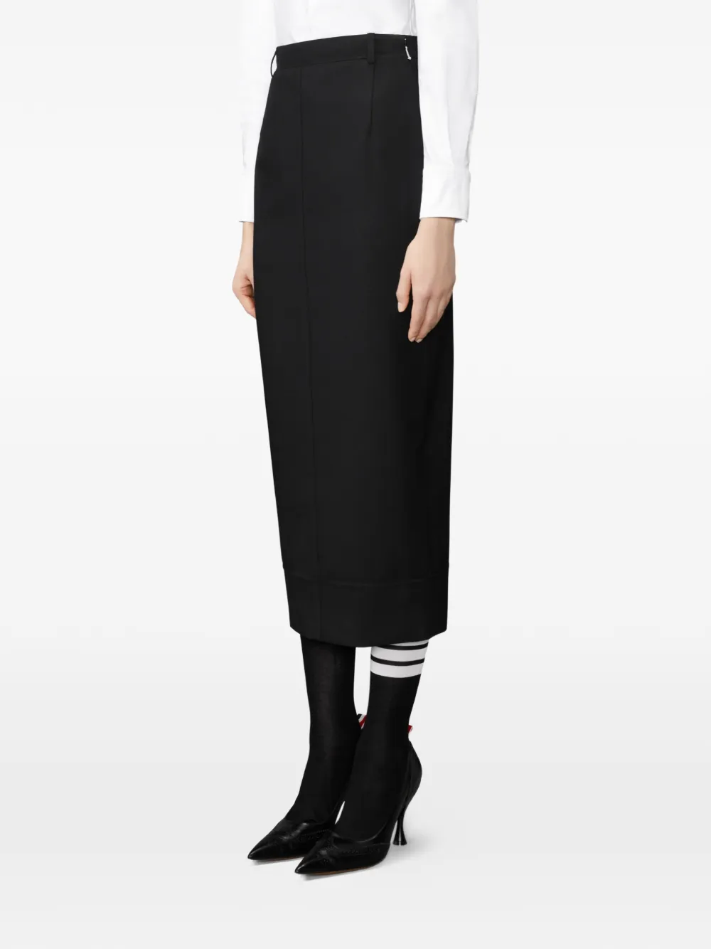Thom Browne Hopsack midi-kokerrok Zwart