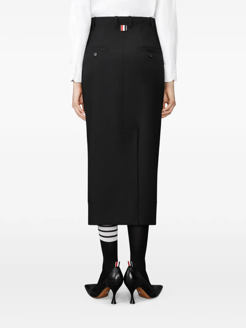 Thom Browne Hopsack midi-kokerrok Zwart