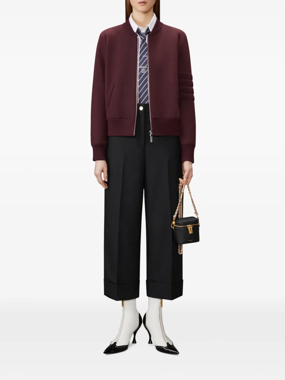Thom Browne Bomberjack met vier strepen en Milano stiksel Rood