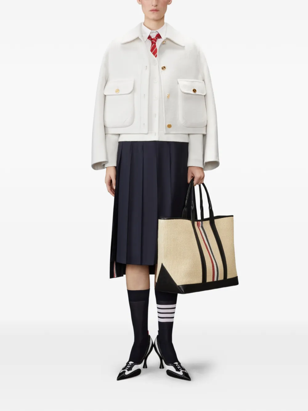 Thom Browne Trompe L'oeil vest met vier strepen Wit