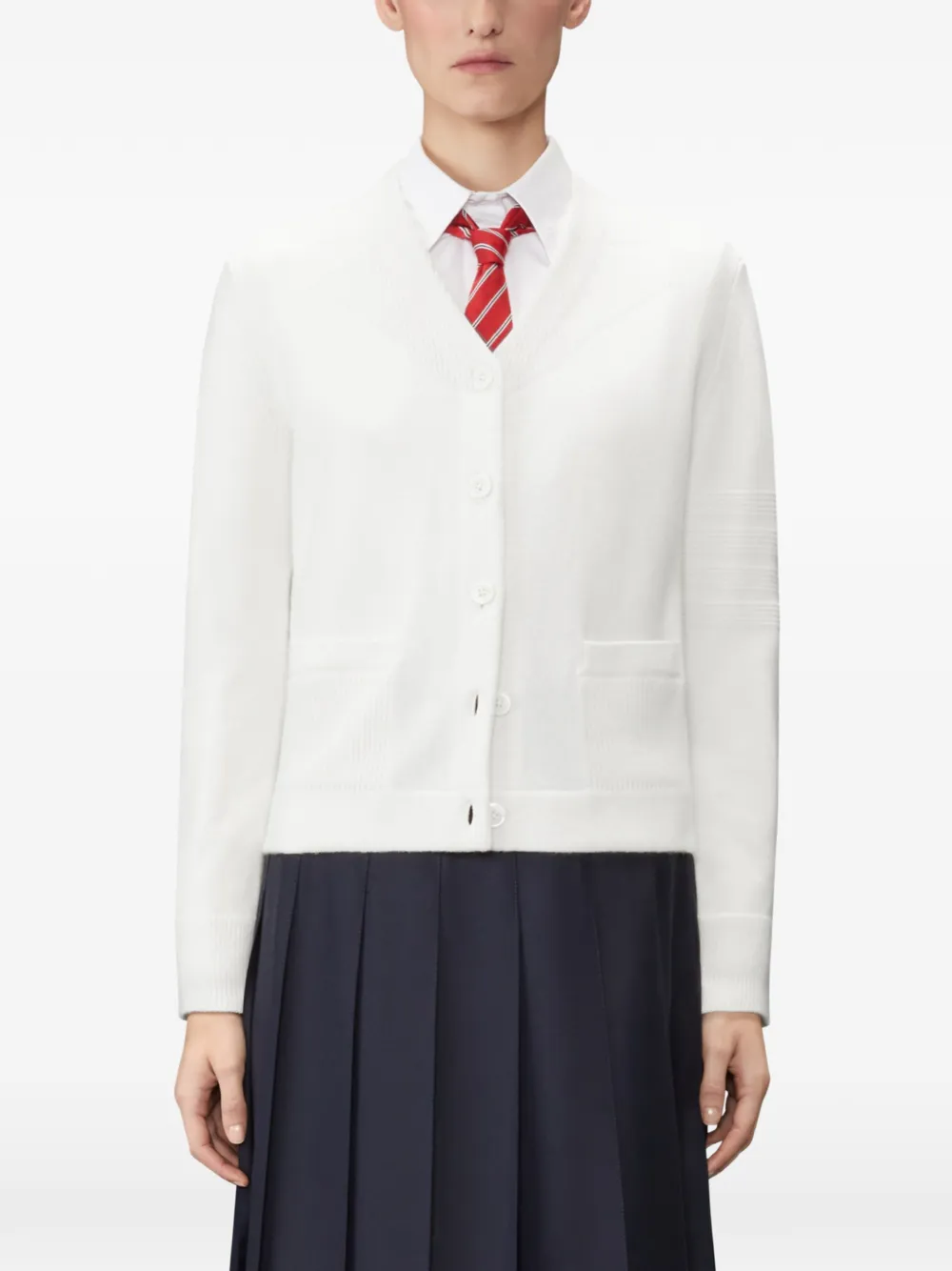 Thom Browne Trompe L'oeil vest met vier strepen Wit