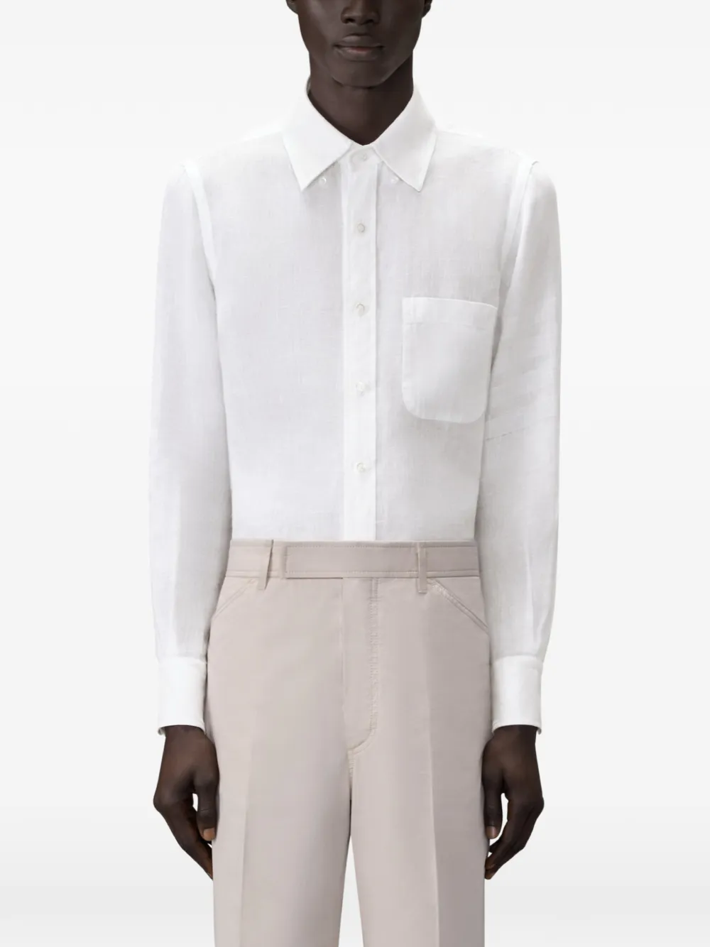 Thom Browne Linnen overhemd met vier strepen Wit