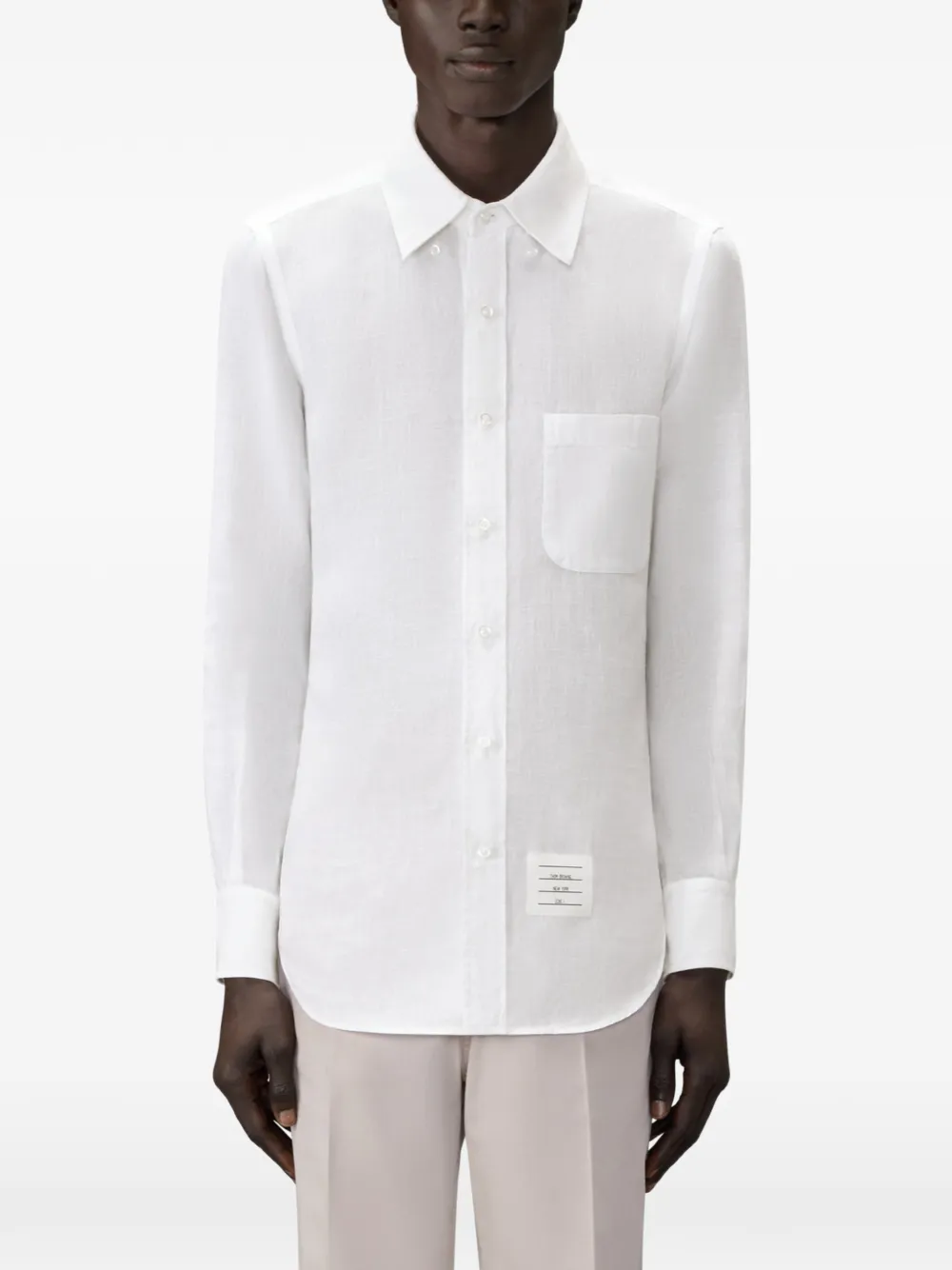 Thom Browne Linnen overhemd met vier strepen Wit