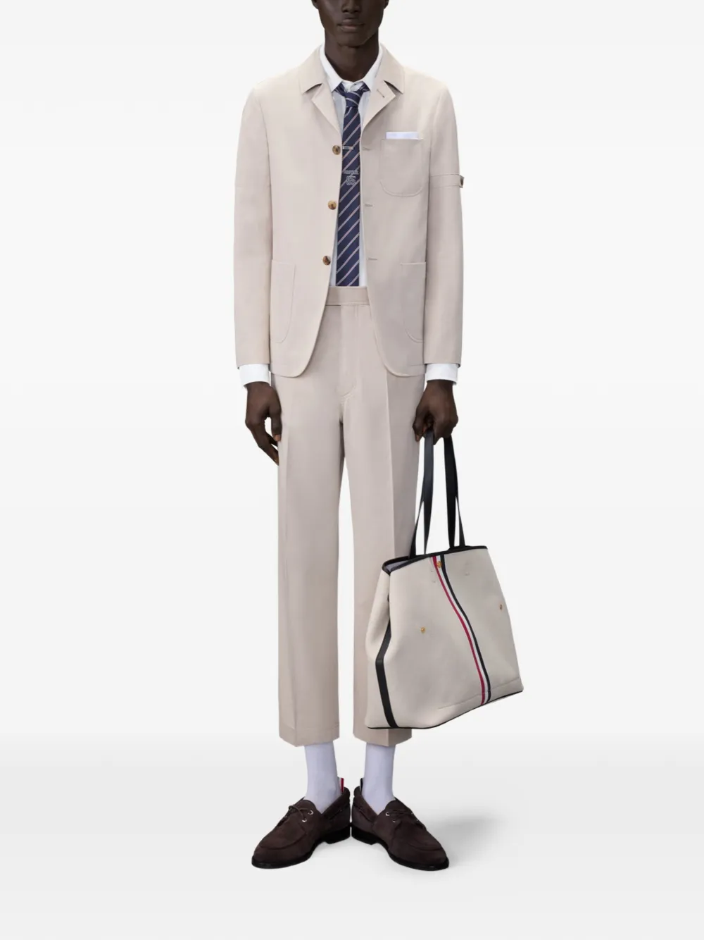 Thom Browne Linnen overhemd met vier strepen Wit