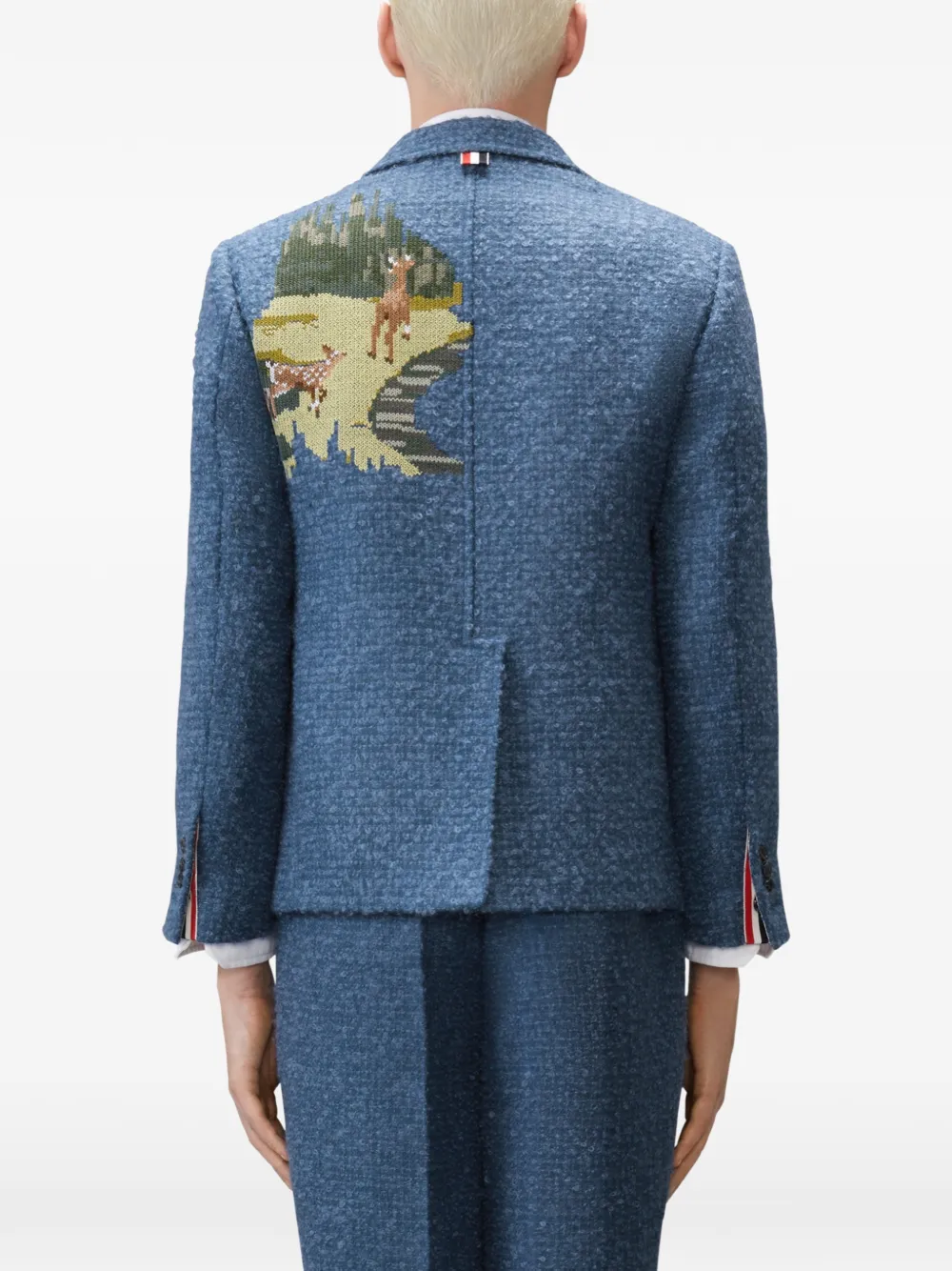 Thom Browne Smoking blazer met geborduurde vuurtoren Blauw